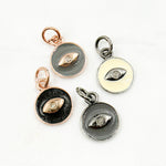 Load image into Gallery viewer, DC132A. Diamond Sterling Silver Round Eye Enamel Charm