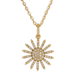 Load image into Gallery viewer, Solid Gold Diamond Sun Necklace