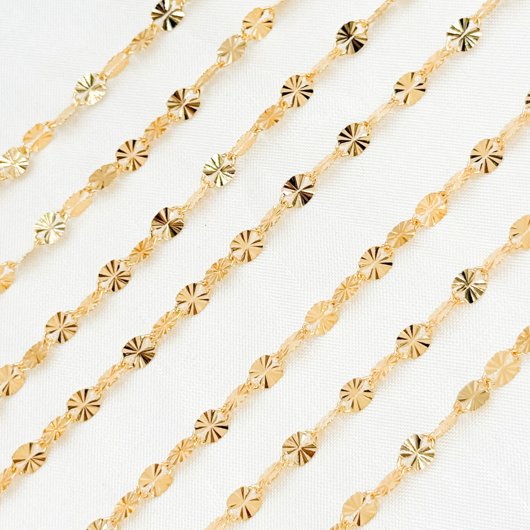 V219GF. 14k Gold Filled Diamond Cut Marina Chain