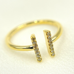 Load image into Gallery viewer, 14K Solid Yellow Gold Bars Diamond Ring.