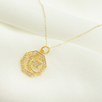 Load image into Gallery viewer, GDP210. 14K Solid Gold Diamond Octagon Moon and Star Charm