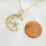 Load image into Gallery viewer, 14K Solid Gold Diamond Charm with Moon and Stars. GDP606A
