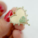 Load image into Gallery viewer, 14k Solid Gold Diamond and Gemstone Double Heart Charm. GDP493