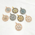 Load image into Gallery viewer, Silver Round Flower Pendant with Gemstone