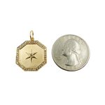 Load image into Gallery viewer, 14K Solid Gold with Diamonds Octagon Shape with Star Charm. GDP20