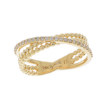 Load image into Gallery viewer, 14K Solid Gold Diamond and Beaded Bands Ring.