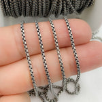Load image into Gallery viewer, Oxidized Sterling Silver Round Box Chain