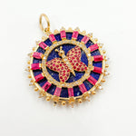 Load image into Gallery viewer, Shop Now Gold Round Butterfly Pendant