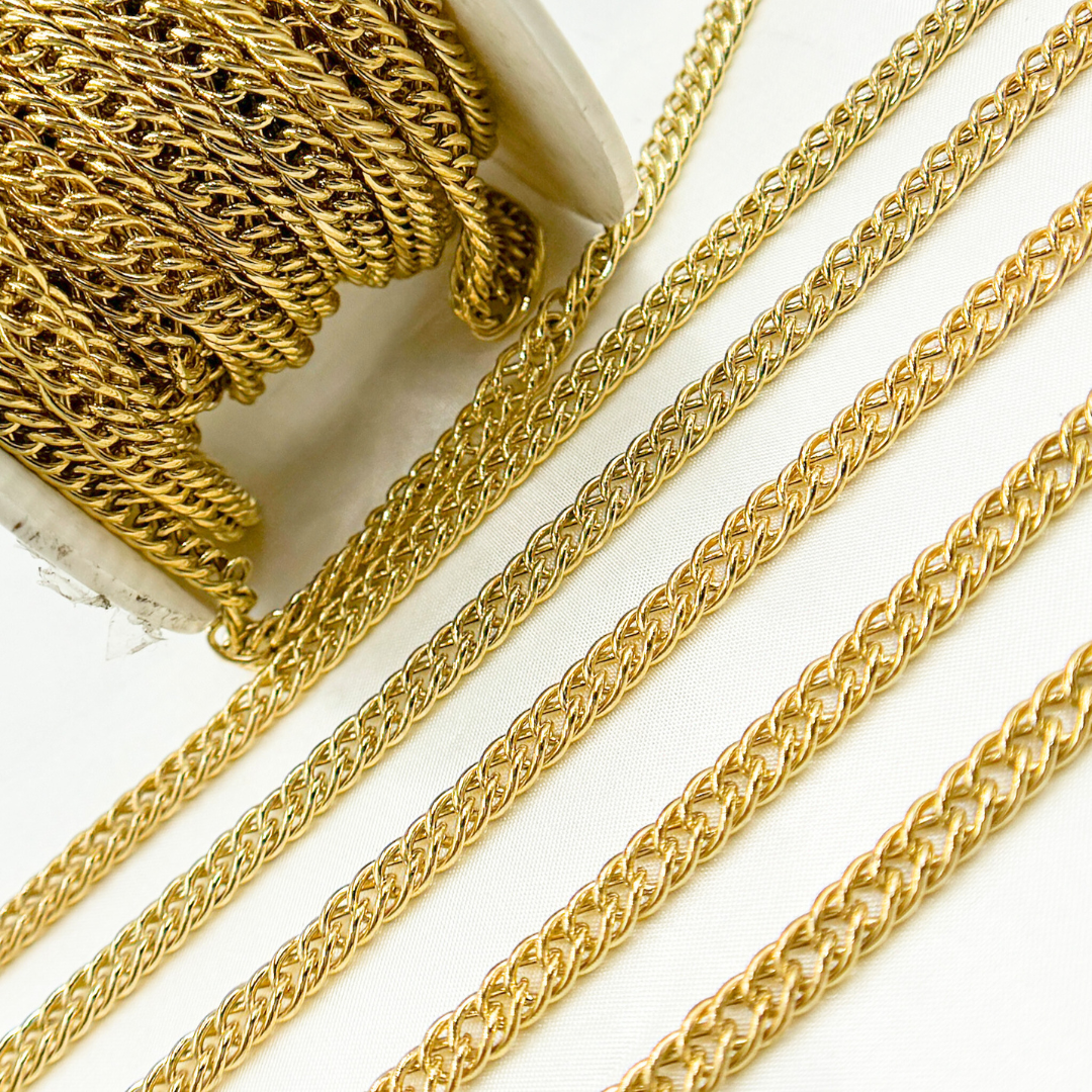 V35GP. Gold Plated 925 Sterling Silver Hollow Double Curb Chain