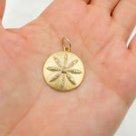 Load image into Gallery viewer, GDP249. 14K Solid Gold Diamond Circle and Flower Charm
