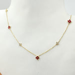 Load image into Gallery viewer, NT403413RU. 14K Solid Gold Diamond and Gemstone Flower Necklace