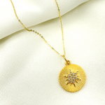 Load image into Gallery viewer, 14K Gold Charm. Circle Pendant with Diamonds. GDP223