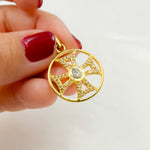 Load image into Gallery viewer, DP457. Diamond Sterling Silver Round Cross Pendant with Polki Diamond