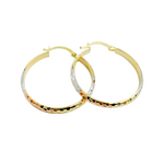 Load image into Gallery viewer, GER75. 14K Gold Diamond Cut Tri-Tone Hoop Earrings