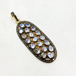 Load image into Gallery viewer, DSP054. Diamond Silver Long Oval Gemstone Pendant