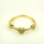 Load image into Gallery viewer, 14K Solid Yellow Gold Diamond Hearts Band Ring.