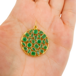 Load image into Gallery viewer, CGDP36. 14K Solid Gold Circle Shape Emerald Charm