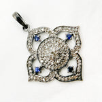 Load image into Gallery viewer, DP298. Diamond & Sterling Silver Flower Pendant with Gemstone