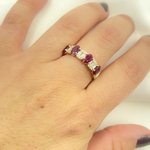Load image into Gallery viewer, 14K Solid Yellow Gold width Half Diamond and Ruby Band Ring.