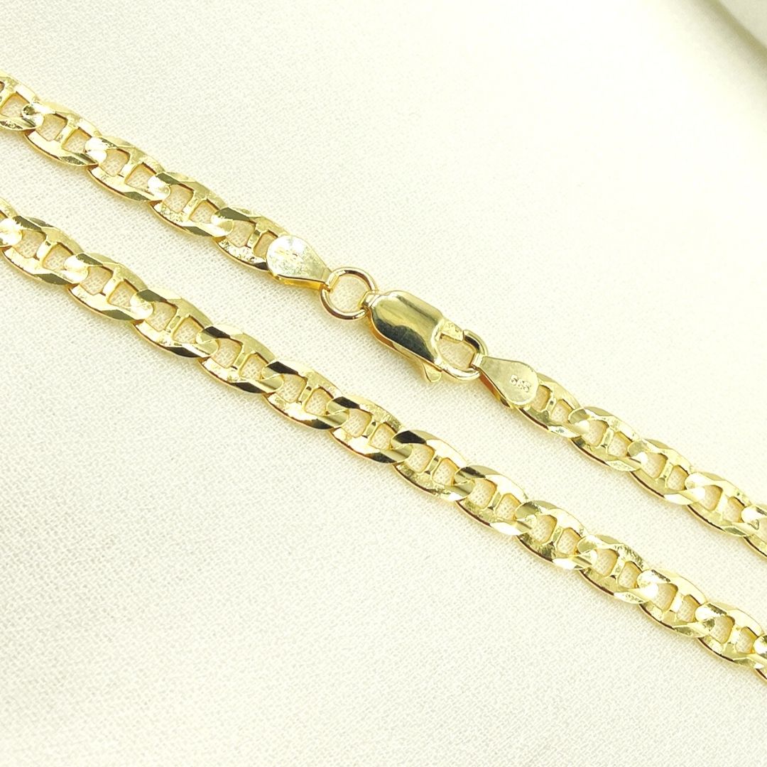 14K Solid Gold Flat Marina Link Chain