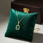 Load image into Gallery viewer, CMC00365EM6X4. 14K Solid Gold Rectangular-Shaped Emerald and Diamond Charm