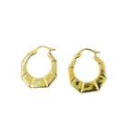 Load image into Gallery viewer, GER135. 14K Gold Hexagon Hollow Hoop Earrings