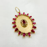 Load image into Gallery viewer, 14K Solid Gold Diamond and Gemstone Oval Charm. GDP565