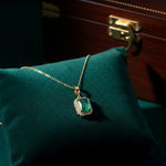 Load image into Gallery viewer, CMC00365EM7X5. 14K Solid Gold Rectangular-Shaped Emerald and Diamond Charm
