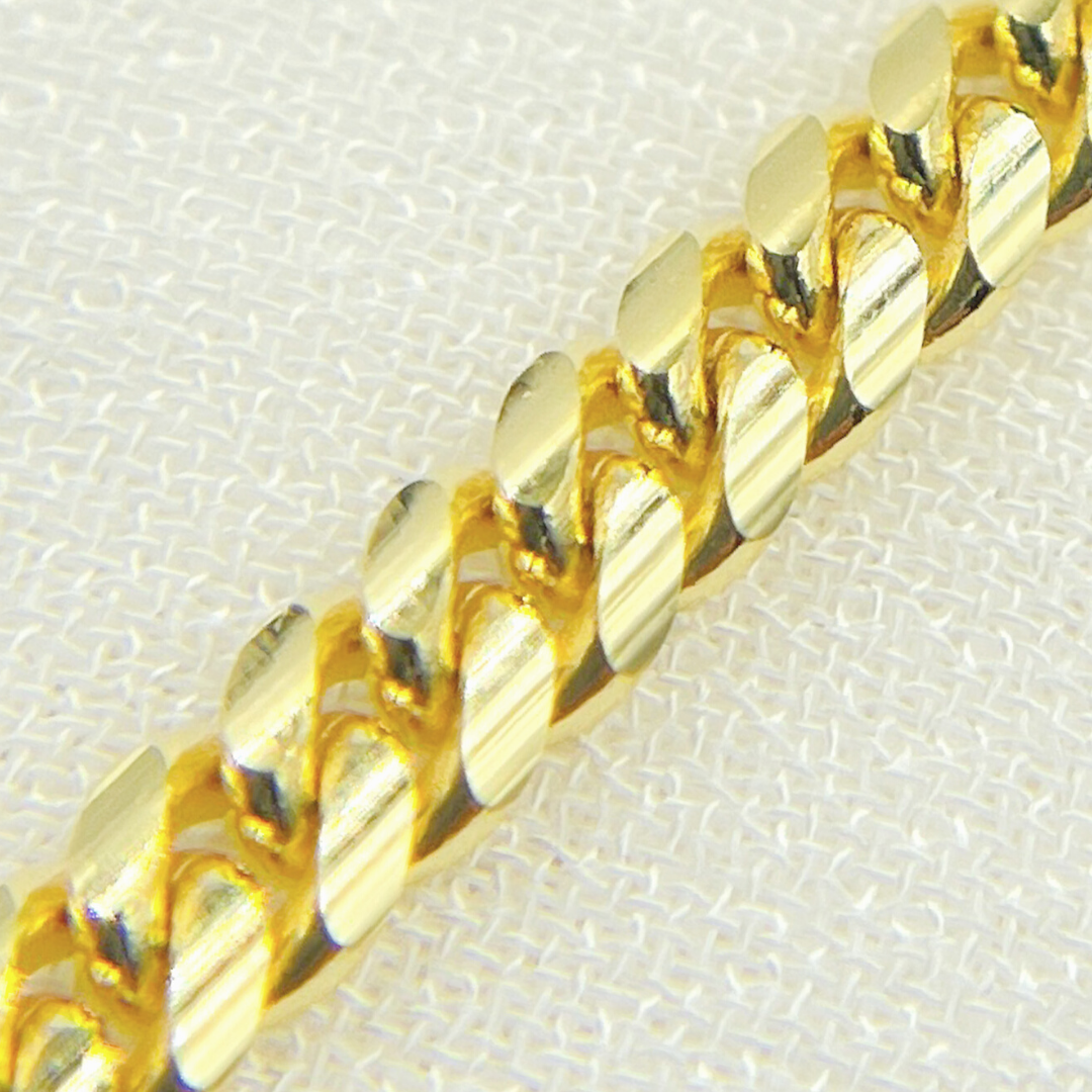14K Solid Yellow Gold Flat Curb Link Necklace