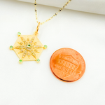 Load image into Gallery viewer, GDP637. 14K Solid Gold Star Charm in Hexagon with Diamonds and Gemstones