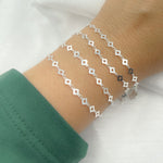 Load image into Gallery viewer, Sterling Silver Patterned Diamond Shape Link Chain