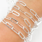 Load image into Gallery viewer, Sterling Silver Hammered Paperclip Link Chain