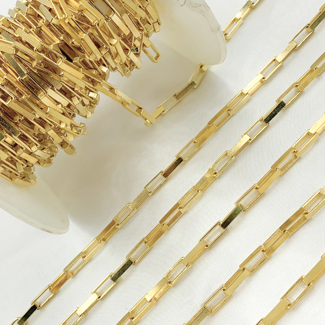 X31GP. Gold Plated  925 Sterling Silver Flat Box Chain