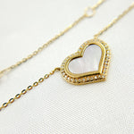 Load image into Gallery viewer, NT405855. 14K Solid Gold Diamond and Mother of Pearl Heart Bracelet