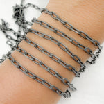 Load image into Gallery viewer, Oxidized 925 Sterling Silver Smooth Paperclip Chains