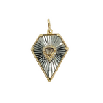 Load image into Gallery viewer, KSG29. Sterling Silver Black Rhodium with Diamonds Arrowhead Shape Charm