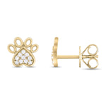 Load image into Gallery viewer, EFA54277. 14K Solid Gold Diamond Paw Studs