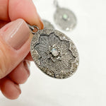 Load image into Gallery viewer, DP253. Diamond & Sterling Silver Oval Pendant with Gemstone