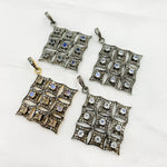 Load image into Gallery viewer, DP168. Diamond Sterling Silver Rhombus Shape Pendant with Gemstone