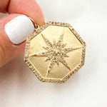 Load image into Gallery viewer, 14K Solid Gold Diamond Octagon Star Charm