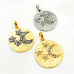 Load image into Gallery viewer, DC412. Diamond Sterling Silver Round Moon and Star Pendant