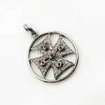 Load image into Gallery viewer, DP453. Diamond Sterling Silver Round Cross Pendant with Gemstone
