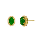 Load image into Gallery viewer, CE97161EM7X5. 14k Solid Gold Diamond and Emerald Stud Earrings