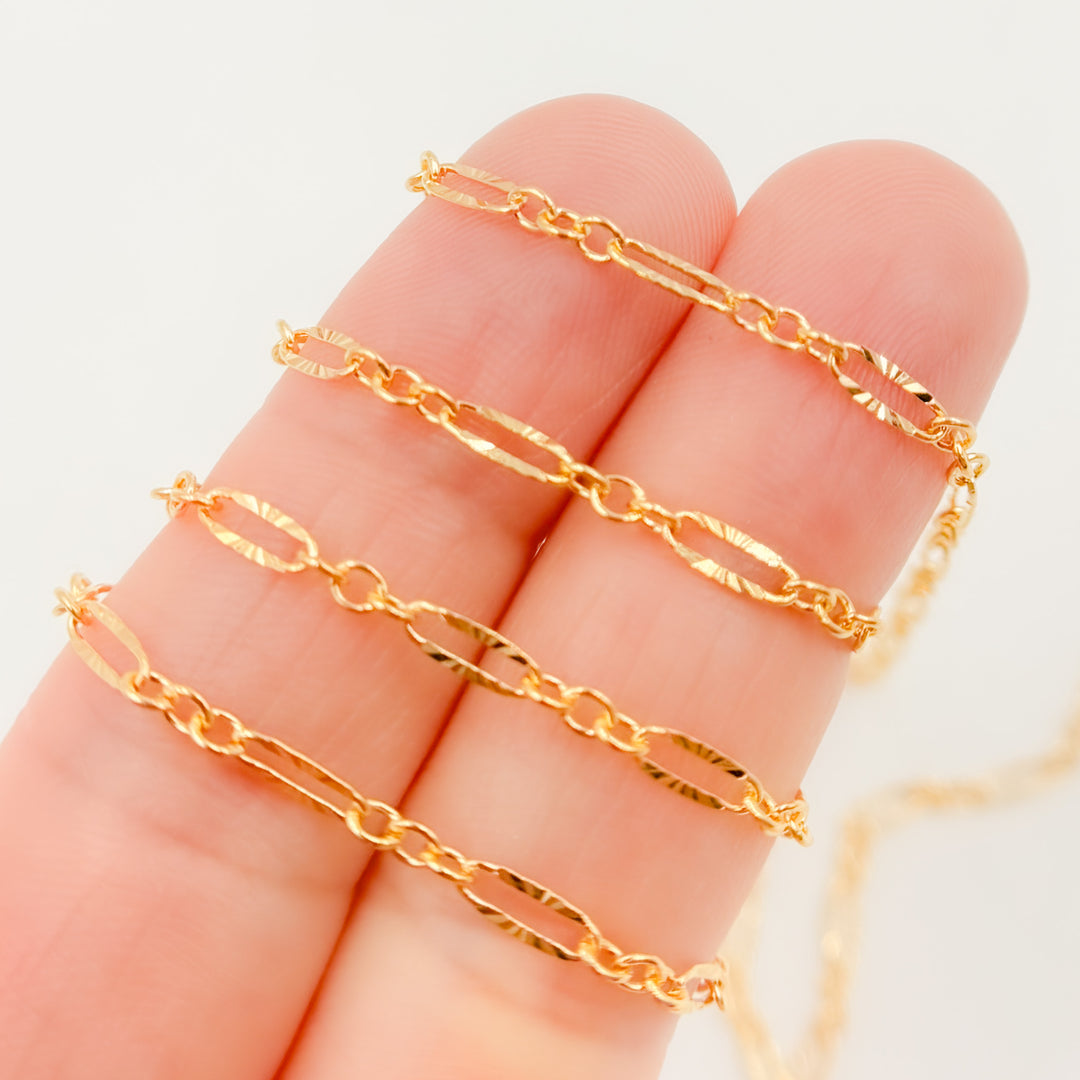 14k Gold Diamond Cut Marina Link Chain