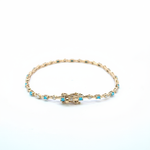 Load image into Gallery viewer, BFH60606TQ. 14K Solid Gold Diamond and Turquoise Fancy Bracelet