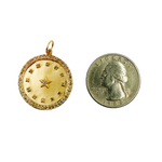 Load image into Gallery viewer, 14K Solid Gold with Diamonds Circle Shape Charm with Star and Squares in the Center. GDP63