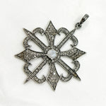 Load image into Gallery viewer, DP016. Diamond Silver Black Rhodium Fancy Arrow Pendant with Gemstone
