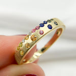 Load image into Gallery viewer, 14K Solid Gold Diamond and Multi Sapphire Band Ring.