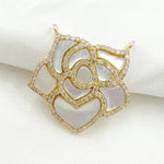 Load image into Gallery viewer, 14K Solid Gold Diamonds and Mother of Pearl Flower Charm. KG121