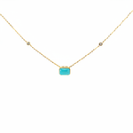 Load image into Gallery viewer, NT407401. 14K Solid Gold Rectangular Turquoise Fancy Tiny Necklace